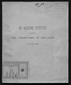 Di alcune pitture esistenti nel territorio di Bellagio lago di Como Gustavo Frizzoni