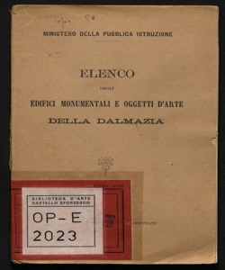 Elenco degli edifici monumentali e oggetti d'arte della Dalmazia Ministero della pubblica istruzione