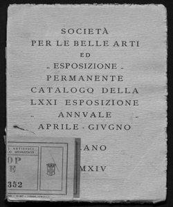 Catalogo della 71. Esposizione annuale, aprile-giugno 1914 (Società per le belle arti ed Esposizione permanente)