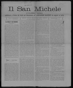 Il San Michele numero unico pubblicato a favore del fondo pel monumento ad Alessandro Manzoni da erigersi in Lecco