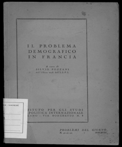 Il problema demografico in Francia a cura di Silvio Pozzani