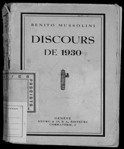 Discours de 1930 Benito Mussolini