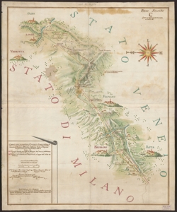  Topografia [...] Rappresentante li Confini de Monti, tra li Stati Milanese e Veneto dall'Adda sino alla Valtelina de S.S. Grigioni; esposta nelli presenti quattro pezzi ... : Copia esatamente tratta dall'Originale trasmesso dalla Segreta de Confini di Venezia, fatta da me Gio. Antonio Urbani veneto Pub.co Ingegnere alli Confini di Bergamo (2)