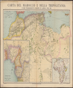 Carta del Marocco e della Tripolitania e dei possedimenti europei in Africa nel 1911 Prof. A. Ghisleri dir., E. Heber costr. e dis