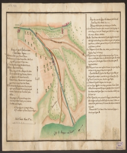 Situazione di parte del Pascolo [del territorio di Garlate], su cui scorre il Torrente Galavera Bergamasco Disegno che và unito alla Relazione del riadattamento fatto del Cavo del Torrente Galavera de di 30 Settembre 1779  Sub.o Cesare Quarantini Ing.re Colleg.to di Milano, Gio. Ant.o Urbani Ing.re Veneto alli Confini di Bergamo