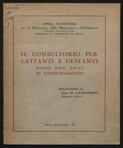 Il Consultorio per lattanti e gestanti dopo ... anni di funzionamento