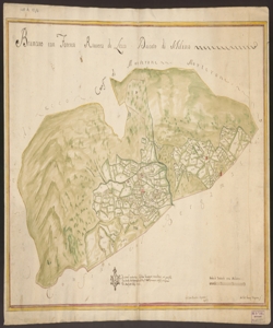 Copia della Mappa del Censimento di Brumano Milanese [del] 1722 Jacoby Ant.o Querenghi pub.o Berg.mi Not. et Agrimensore