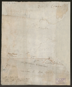 [Mappa dei confini tra il territorio bergamasco e milanese tra i comuni di Rota fuori e dentro e il comune di Brumano] Francesco Quarenghi