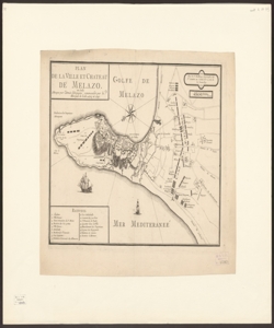 Plan de la ville et chateau de Melazo en Sicile attaque par l'Armée d'Espagne commandée par le Marquis de Lede en 1718 et 1719  