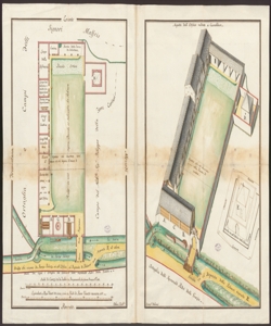  [Planimetria ed assonometria dell'edificio del Deposito della Polvere presso il Convento dei Reverendi Padri delle Grazie] / Urbani Pubb.co Ingeg.re delineò