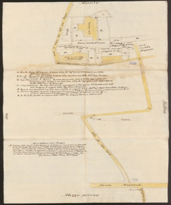 Ad istanza delli attuali Sindici del Comun di Mozzo mi sono portato io Sottoscritto al Sito del Castello denominato il Castello di Mozzo, dove previa le più diligenti occulari osservazioni, ho rilevato l¿aspetto di quelle abitazioni, orti, cortili, Terraglio, e Strade, che appariscono delineate nel presente dissegno fatto d¿avviso, dimostrante con pura verità tutta quella situazione, a Dichiarire con lettere le proprietà conforme sul luogo mi fu indicato, in fede Gio. Antonio Urbani Veneto Pub.co Ingeg.re