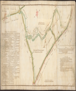 Disegno Del Corso della Roggia Molgola, o sia Rognola, dalla Terra e Molino Bergamasco fino al Ponte di Cotto sopra il fosso che fa da Confine fra Bariano pure Bergamasco, e Caravaggio Milanese, rilevato da noi sottoscritti Ingegneri [...] Cesare Quarantini Ingeg.re Collg.to di Milano, Gio Antonio Urbani Pub.co Veneto Ingeg.re alli Confini di Bergamo