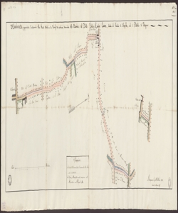  Planimetria rappresentante l'andamento della Strada distinta in tre Tronchi da ricostruirsi, denominata delle Canovine, e del Ponte Testa, o Cascine Canove, situata sul Territorio di Colognola, nel I Distretto di Bergamo / Daniele Mangini Ing.