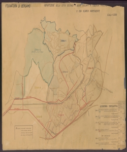 Fognatura di Bergamo : ripartizione della città secondo i bacini scolanti ai collettori principali o con scarico indipendente
