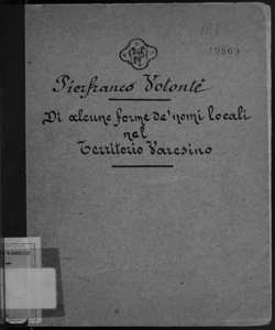 Di alcune forme de' nomi locali nel territorio varesino