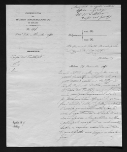 1836 - Francesco Sebregondi alla Giunta Municipale del Comune dei Corpi Santi di Milano
