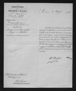 1861 - G. De Capitani per il Prefetto della provincia di Milano alla Consulta