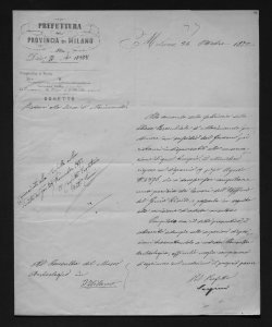 1882 - Supini (?) per il Prefetto della provincia di Milano alla Consulta