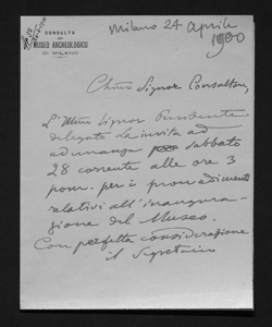 2489 - Giulio Carotti a Emilio Barbiano di Belgioioso, Felice Calvi, Antonio Ceriani, Gustavo Frizzoni, Alfonso Garovaglio, Emilio Seletti, Carlo Ermes Visconti, Emilio Visconti Venosta, Carlo Bazzero e Giovanni Battista Vittadini