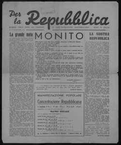 Per la repubblica numero unico edito dal Comitato di Concentrazione repubblicana-zona di Lecco