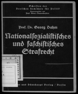 Nationalsozialistisches und faschistisches strafrecht Georg Dahm