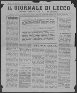 Il giornale di Lecco organo ufficiale del C.L.N. lecchese