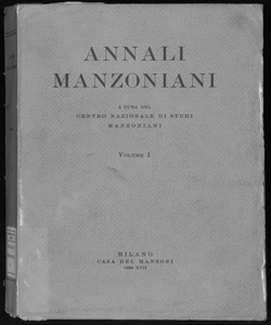 Annali manzoniani a cura del Centro nazionale di studi manzoniani