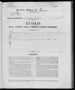 Ruoli matricolari 1846 -1899 (relativi ai nati negli ex distretti di Como e Lecco)