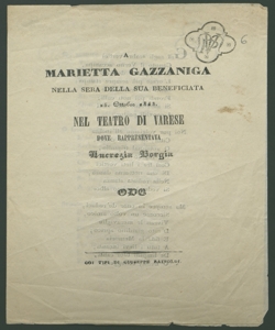 A Marietta Gazzaniga nella sera della sua beneficiata