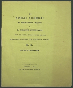 Ai novelli sacerdoti D. Ferdinando Calzoni