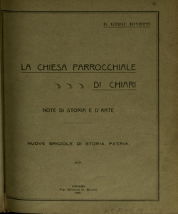 La chiesa parrocchiale di Chiari : note di storia e d'arte / Luigi Rivetti