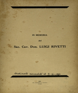 In memoria del sac. cav. don Luigi Rivetti