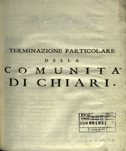 Terminazione particolare della comunitÃ  di Chiari / Vettor Pisani