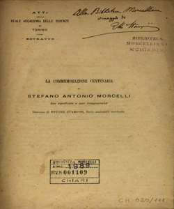 La commemorazione centenaria di Stefano Antonio Morcelli : suo significato e suoi insegnamenti / discorso di Ettore Stampini