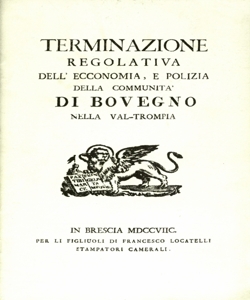 Terminazione regolativa dell'ecconomia e polizia della comunitÃ  di Bovegno nella Val-Trompia