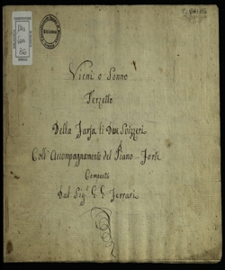 Vieni o sonno: terzetto della farsa Li due svizzeri coll'accompagnamento del Piano-forte / composto dal Sig.r G.G. Ferrari