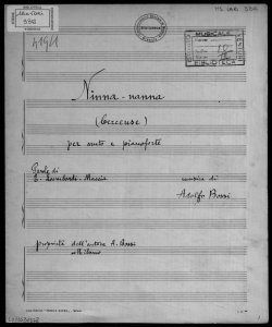 Ninna-nanna: (berceuse) per canto e pianoforte / Parole di E. Lombardi-Maccia; musica di Adolfo Bossi