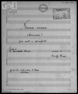 Ninna-nanna: (berceuse) per canto e pianoforte / Parole di E. Lombardi-Maccia; musica di Adolfo Bossi