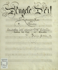 Angele Dei! : Romanza per Tenore / Composta dell'esimio M.o Cipolla ; Poesia del Prof. A. Canossi