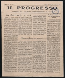 Il progresso organo del Partito democratico del lavoro Alta Italia