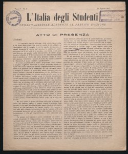 Italia degli studenti organo liberale aderente del Partito d'Azione