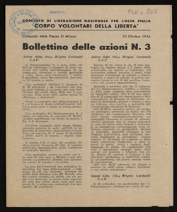 Bollettino delle azioni Comitato di liberazione nazionale per l'Alta Italia, Corpo volontari della libertà