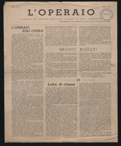 L'operaio giornale del Partito socialista italiano di unità proletaria