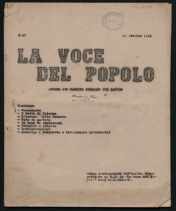 La voce del popolo organo del Partito italiano del lavoro