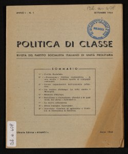Politica di classe rivista del Partito socialista italiano di unità proletaria