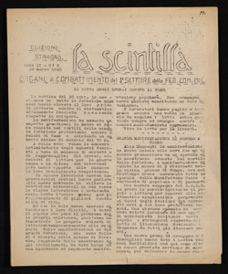 La scintilla organo di combattimento del 1. settore della Federazione comunista milanese