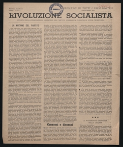 Rivoluzione socialista giornale della Federazione giovanile del Partito socialista italiano di unità proletaria