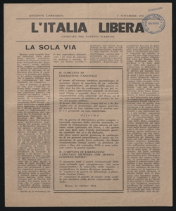 Italia libera giornale del Partito d'azione