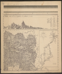 3: Elevazione sopra il livello del mare dei principali monti situati alla loro longitudine e latitudine in metri; Confine tra Veneto e Friuli con Impero Austro Ungarico; Carta illustrante il viaggio da Vienna a Trieste ; - 