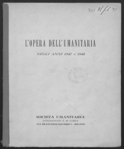 L'opera dell'Umanitaria negli anni 1947 e 1948